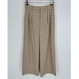 Express Luxe Comfort Wide Leg Trouser High Rise 6R Brown Plaid Academia NWT